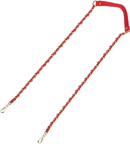 Miniatura 8 de Uxcell Correa de cadena plana de hierro de cuero de 39 pulgadas para bolso de mano, mango de reemplazo de hombro, negro con cadena dorada