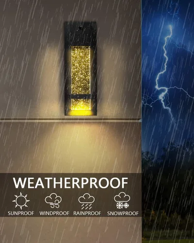 Miniatura 3 de HWH INVESTMENT Lámpara de pared para exteriores con sensor de anochecer al amanecer, lámpara LED moderna de pared exterior, acabado negro