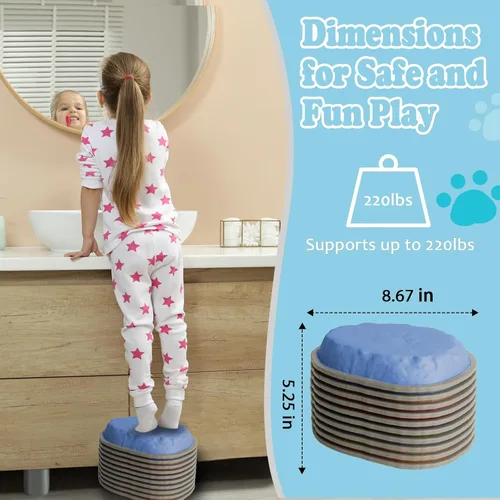 Miniatura 3 de Stepping Stones for Kids, 10 PCS Non-slip Toddlers' Balance Sensory Toys, Indoor & Outdoor Play, Obstacle Course Game for Children Promoting 10 pzas