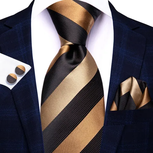 Miniatura 71 de Hi-Tie Corbata clásica de cachemira para hombre con pañuelo y gemelos a cuadros