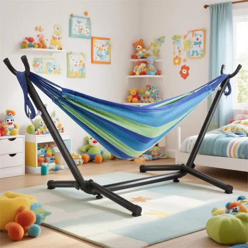 Miniatura 7 de Goutime Hamaca para niños con soporte, base de soporte para hamacas para niños con bolsa de transporte portátil para interiores, exteriores, patio