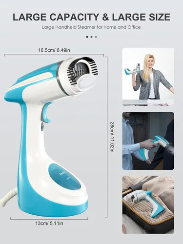 Miniatura 6 de Reemix Vaporizador para Ropa, Diseño Plegable de Mano, Removedor de Arrugas para Ropa, Vapor Penetrante Fuerte de 20g/min, Calentamiento Rápido
