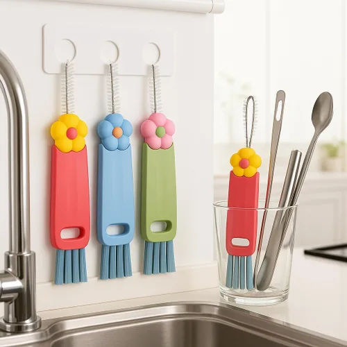 Miniatura 5 de Cepillo de limpieza de tapa de taza 3 en 1, 3 cepillos multifuncionales de limpieza de tapa de taza con raspador, hendidura, cepillo en ángulo