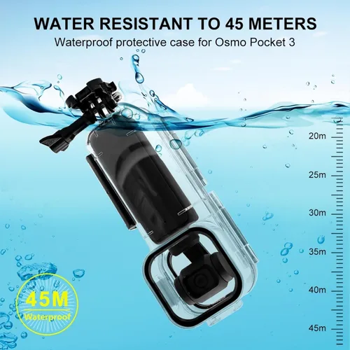 Miniatura 6 de PULUZ Funda de buceo para DJI Osmo Pocket 3 Funda impermeable PC carcasa protectora 147.6 ft/147 pies cubierta de buceo submarino con accesorios