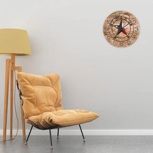 Miniatura 3 de Reloj digital de madera de estilo vintage, con diseño de estrella de Texas, funciona con pilas, para dormitorio, sala de estar, reloj de pared