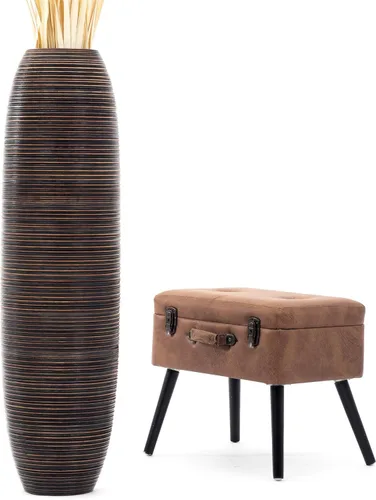 Miniatura 21 de Leewadee Jarrón grande negro para decoración del hogar, de madera, de 26 pulgadas de alto, decoración de granja, soporte para flores para plantas