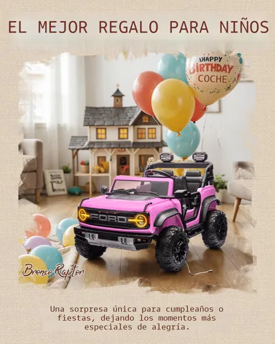 Miniatura 4 de First Ride On 24V juguetes de paseo para niños grandes, vehículos de paseo con licencia Ford Bronco Raptor de 2 plazas con control remoto, camión