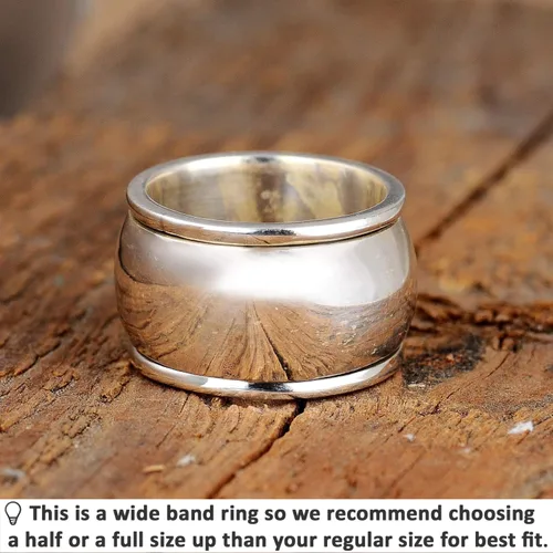 Miniatura 2 de Boho-Magic Anillo giratorio de plata de ley 925 para mujer, anillo de cúpula ancha, Metal, no aplica