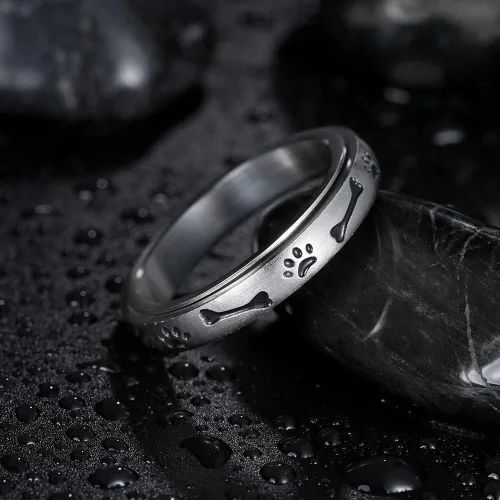 Miniatura 4 de Anillos giratorios para aliviar la ansiedad con diseño de patas de mascotas, anillo giratorio de hueso de cachorro y perro, anillo para aliviar