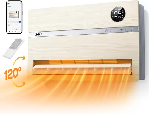 Miniatura 9 de Dreo Calentador de pared para baño, calentadores de espacio inteligentes con enchufe ALCI, 1500 W, oscilación vertical de 120°, termostato