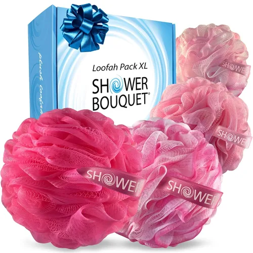 Miniatura 14 de SHOWER BOUQUET Esponja de baño de lufa XL Swirl-Deep-Deep-4-Pack/ Extra Grande 2.65 oz de malla suave Luffa Loofa Lufa Lufa Puff Set/Exfoliante