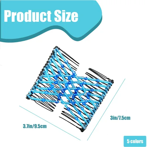 Miniatura 3 de 5 Piezas de peine mágico elástico para el cabello, peine doble elástico, pinzas para el cabello con cuentas elásticas para mujeres y niñas