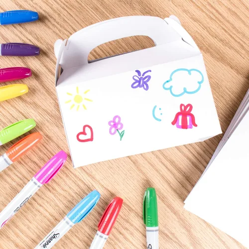 Miniatura 5 de Super Z Outlet Cajas de cartón de papel de regalo de color blanco con asas, bolsas de dulces para artes y manualidades, picnic, recuerdos de fiesta