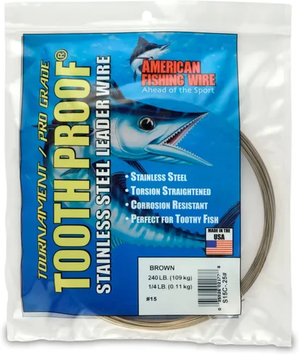 AFW Alambre Líder Duro de Una Hebra de Acero Inoxidable a Prueba de Dientes - Brillante y Camuflaje para Tiburón, Barracuda, Caballa Real, Wahoo,