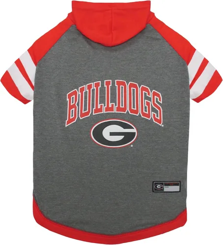 Pets First NCAA Georgia Bulldogs Sudadera con capucha para perros y gatos, pequeña. | Sudadera con capucha con licencia universitaria para perros |