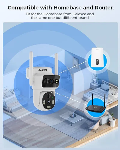Miniatura 7 de Cámaras de seguridad solares de doble lente inalámbricas para exteriores, 2.4G/5G WiFi 2K FHD, cámaras solares panorámicas/inclinables de 360°