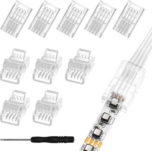 Miniatura 11 de RGBZONE 10 conectores LED de 4 pines, conector RGB de tira a tira para 0.394 in, resistente al agua o no impermeable, SMD 5050/3528 RGB luces
