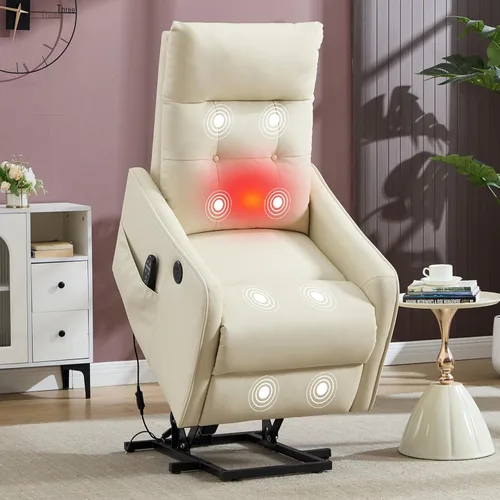 Silla Reclinable con Elevación Eléctrica con Masaje de Vibración y Calor para Personas Mayores de Estatura Pequeña, Silla Elevadora Pequeña con