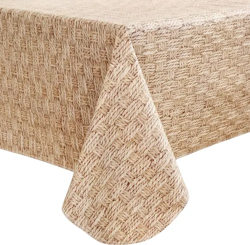Miniatura 12 de Mantel de Vinilo de Servicio Pesado con Respaldo de Franela Impermeable A Prueba de Aceite Mantel de Plástico Resistente a las Manchas Limpiable