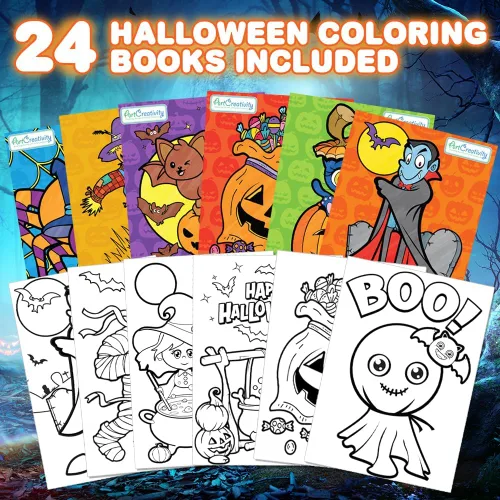 Miniatura 2 de ArtCreativity Libros para colorear de Halloween para niños, paquete de 24 mini folletos de 5 x 7 pulgadas, folletos de truco o trato, recuerdos
