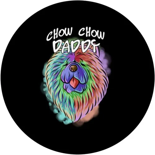 Miniatura 3 de Colorful Pop Art Portrait Chow Chow Dog Dad Father's Day PopSockets Swappable PopGrip