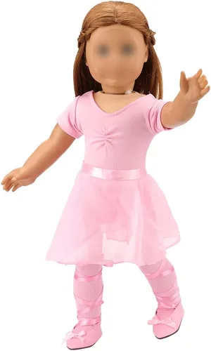 Miniatura 3 de Barwa Doll Me de 18 pulgadas, trajes a juego de 4 piezas de bailarina de ballet, disfraz de baile para niñas y muñecas de 18 pulgadas (47.2 in)