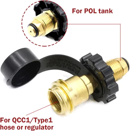 Miniatura 2 de Adaptador universal de tanque de propano que convierte POL a QCC1 / Tipo 1, POL a conector de propano QCC
