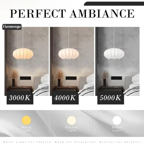 Miniatura 7 de Lámpara colgante de linterna pequeña de 11.5 pulgadas, pantalla de seda de imitación, luz colgante de burbujas blancas, lámpara colgante grande