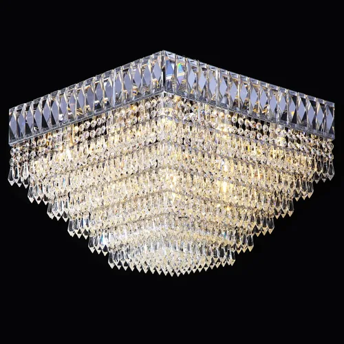 Miniatura 8 de 12 luces de 6 niveles de cristal empotrado cerca del techo, lámpara de araña de cristal K9, lámparas cromadas con forma de gota de lluvia E12