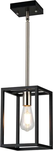 Miniatura 10 de Lámparas de Cocina para Comedor, Candelabros Rectangulares de Estilo Granja para Comedores, Lámpara Colgante Industrial de 5 Luces en Negro Mate