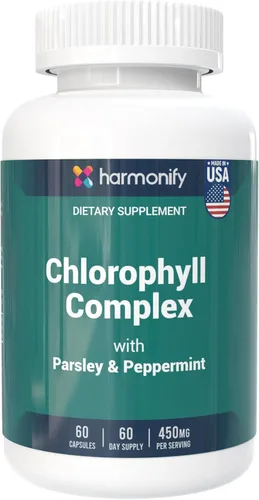 Cápsulas de clorofila de 450 mg, píldoras naturales de clorofila para mujeres y hombres - Suplemento de clorofila altamente biodisponible - 120
