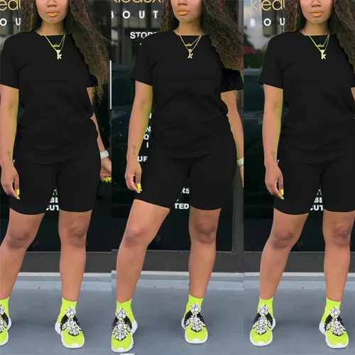 Miniatura 3 de Conjuntos de dos piezas para mujer, conjuntos cortos de verano, conjuntos de ropa deportiva