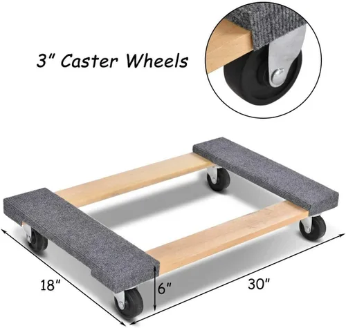 Miniatura 6 de Goplus Carro móvil para muebles, rodante de madera resistente con ruedas para sofá de piano, nevera, artículos pesados, soporta de forma segura 1000