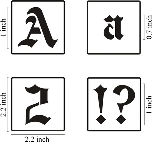 Miniatura 6 de Plantillas de letras del alfabeto de 1 pulgada para pintar, paquete de 70 plantillas de letras en inglés antiguo con números y letreros para pintar