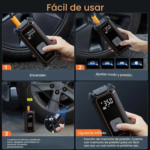 Miniatura 12 de OlarHike Compresor de aire inalámbrico, inflador de neumáticos portátil, 150PSI de doble potencia - 5400 mAh y 12V DC, bomba de aire para neumáticos