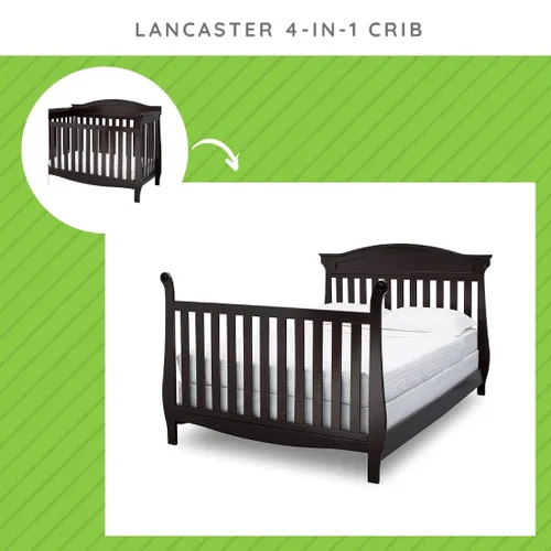 Miniatura 2 de Delta Children - Kit de conversión de tamaño completo para cuna convertible Lancaster de Delta Children, riel de madera maciza, riel de cama
