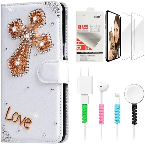 Miniatura 6 de Bling SSBLDwSPCPSeries-15 - Funda de piel con tapa y protector de pantalla y cable