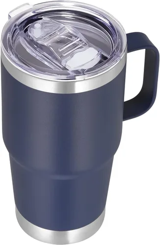Miniatura 19 de VEGOND - Vaso de viaje de 20 oz con asa, tapa con cierre y popote, de acero inoxidable, aislante, taza de café, a prueba de derrames, de doble Verde