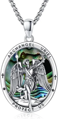 Miniatura 458 de Collar con colgante de plata de ley 925 con medalla de San Patrón, joyería religiosa para hombres y mujeres, con cadena de acero inoxidable 316L