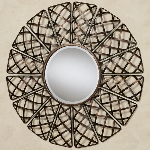 Miniatura 2 de Touch of Class Helia - Escultura de pared con espejo de bronce de 34.5 pulgadas de diámetro, decoración artística de espejo para baño, dormitorio