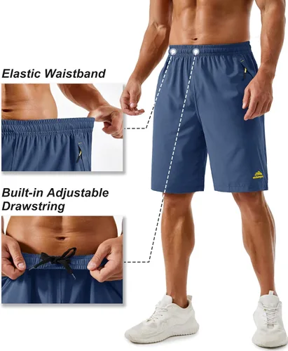Miniatura 119 de TACVASEN Pantalones cortos deportivos para correr para hombre, 9 pulgadas, de secado rápido, pantalones cortos ligeros de verano, 3 bolsillos