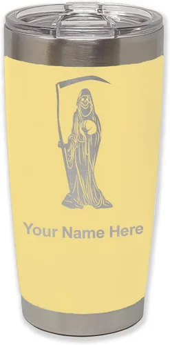 Miniatura 15 de LaserGram Vaso aislado al vacío de 20 onzas, Santa Muerte, grabado personalizado incluido (negro)
