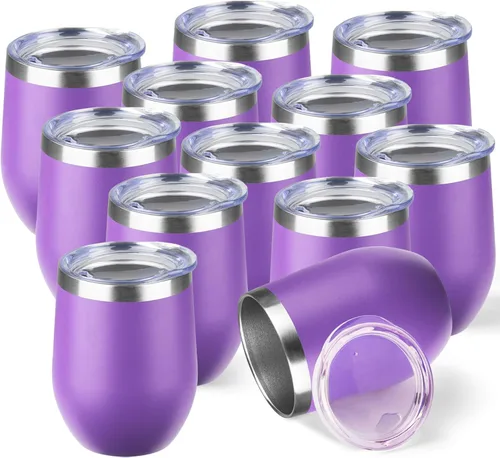 Miniatura 39 de StarSpeed Vaso de vino de 12 onzas con tapa, tazas de viaje de acero inoxidable sin pie con aislamiento de doble pared, taza de café aislada, vasos