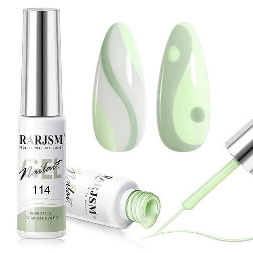 Miniatura 13 de RARJSM Gel Liner - Esmalte de uñas de gel reflectante con purpurina para arte de uñas, pincel fino, plateado, neón, rosa intenso, pintura