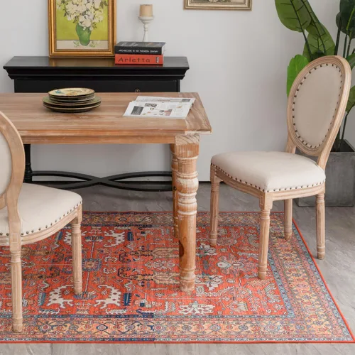 Miniatura 307 de Syalife 4x6 Alfombra Lavable para Área, Ultra Suave Antideslizante, Pila Baja, Alfombra Vintage Resistente a Manchas para Sala de Estar, Alfombra