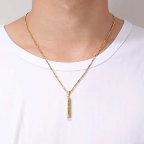 Miniatura 7 de Lam Hub Fong Collar grabado para hombre, collar de oro para mujer, collar personalizado de acero inoxidable con inicial de nombre para hombres