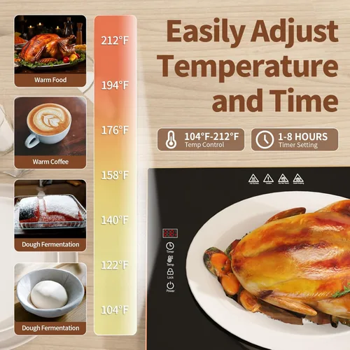Miniatura 5 de Calentadores de alimentos para bufé de fiestas, (31.5 x 12 pulgadas), bandeja de calentamiento eléctrica apilable y ensamblable con ajuste