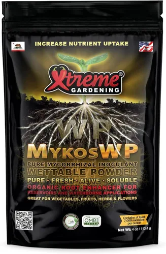 Xtreme Gardening Mykos WP Mycorrhizae Powder - Micorrizas orgánicas para plantas - Estimulador de raíces de hongos micorrícicos para plantas - Ideal