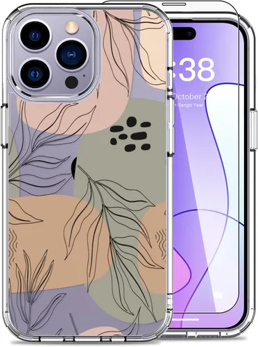 Miniatura 17 de LUHOURI Funda para iPhone 15 Pro Max con protector de pantalla, transparente de acrílico, diseños de moda para mujeres y niñas, funda protectora a