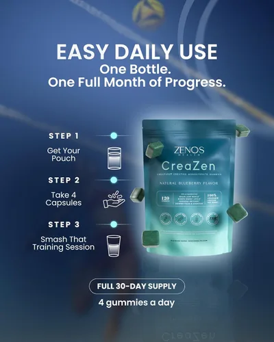 Miniatura 7 de Zenos Health CreaZen - Gomitas de monohidrato de creatina - Suplemento de creatina para el crecimiento muscular, la fuerza, la recuperación
